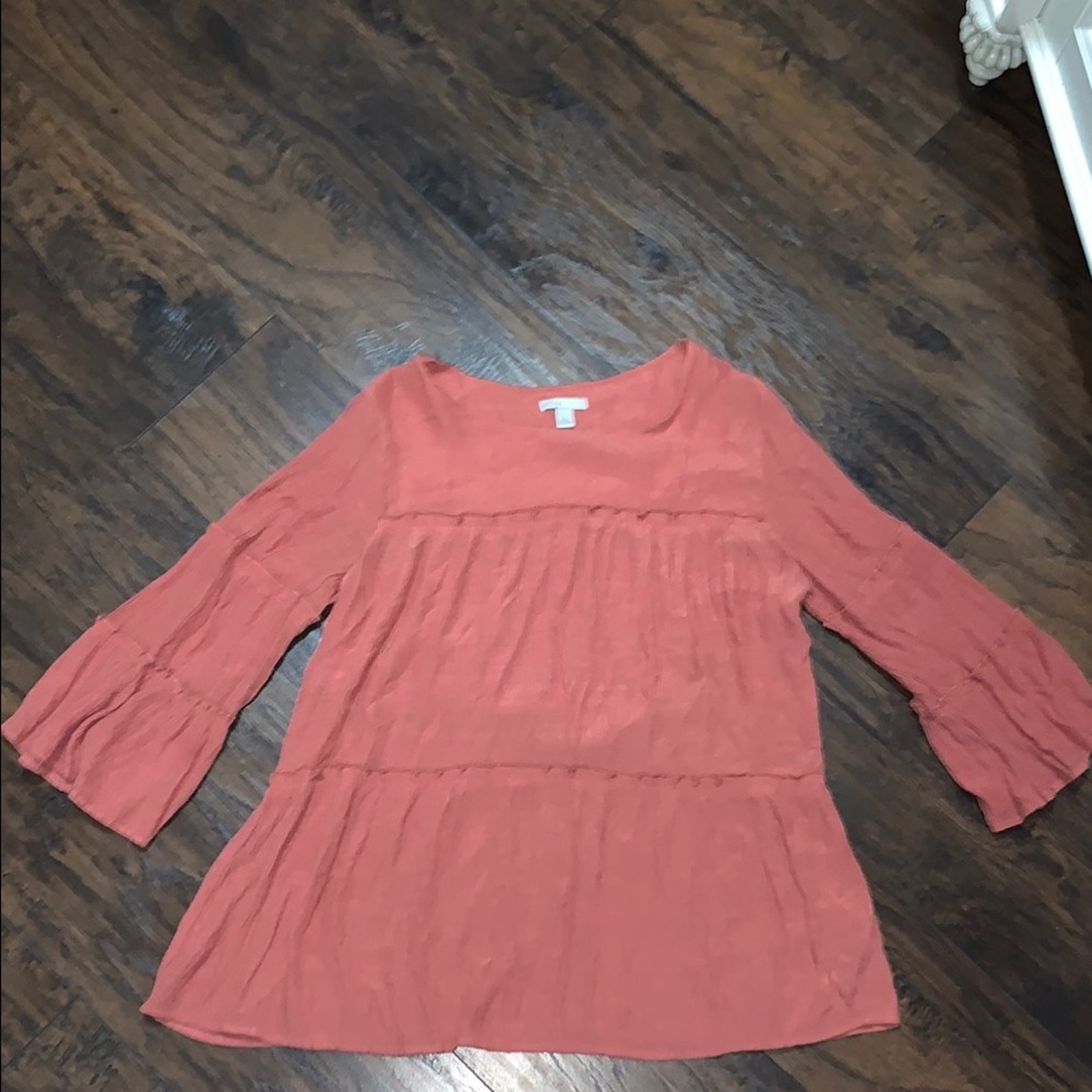 Pink Tiered Bell Sleeve Blouse